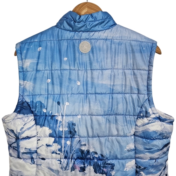 Dolcezza Glacier Bleu Puffer Vest Sz XXL Blue Contemporary Winter Artistic Snow - Picture 8 of 14